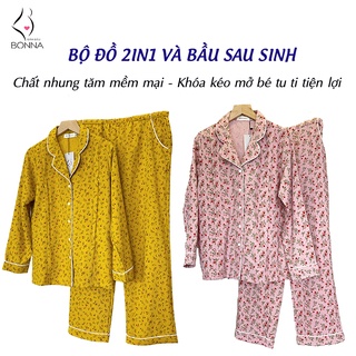 Đồ bộ bầu và sau sinh bonna mặc thu đông chất nhung tăm dày dặn - ảnh sản phẩm 1