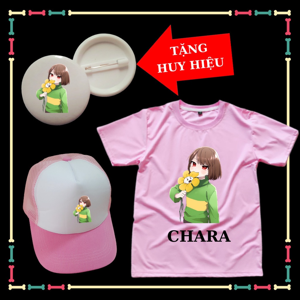 Combo áo Chara mũ lưỡi trai Chara xịn xò cho bé trai bé gái HUY HIỆU Chara