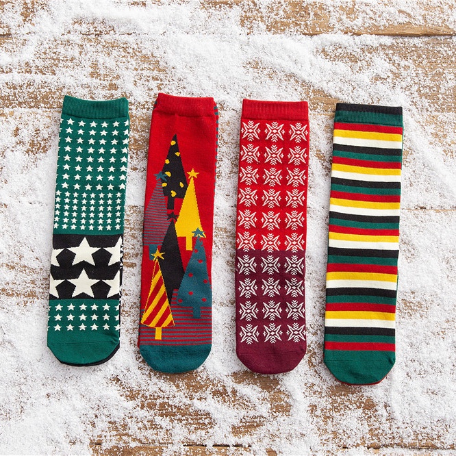 Tất (vớ) Giáng Sinh vớ họa tiết Noel làm quà tặng cực dễ thương chất cotton mềm mại dễ thương xinh đẹp GS-01