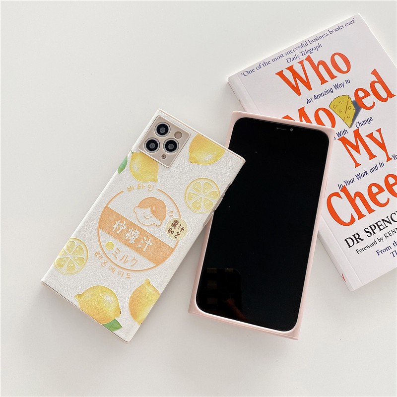 Ốp lưng iPhone iPhone 11 Pro Max / iPhone12 / iPhone X / iPhone 7 Plus / iPhone 8 / iPhone 6 / iPhone 11 Strawberry Lemon Juice Lambskin Ốp điện thoại chống vỡ