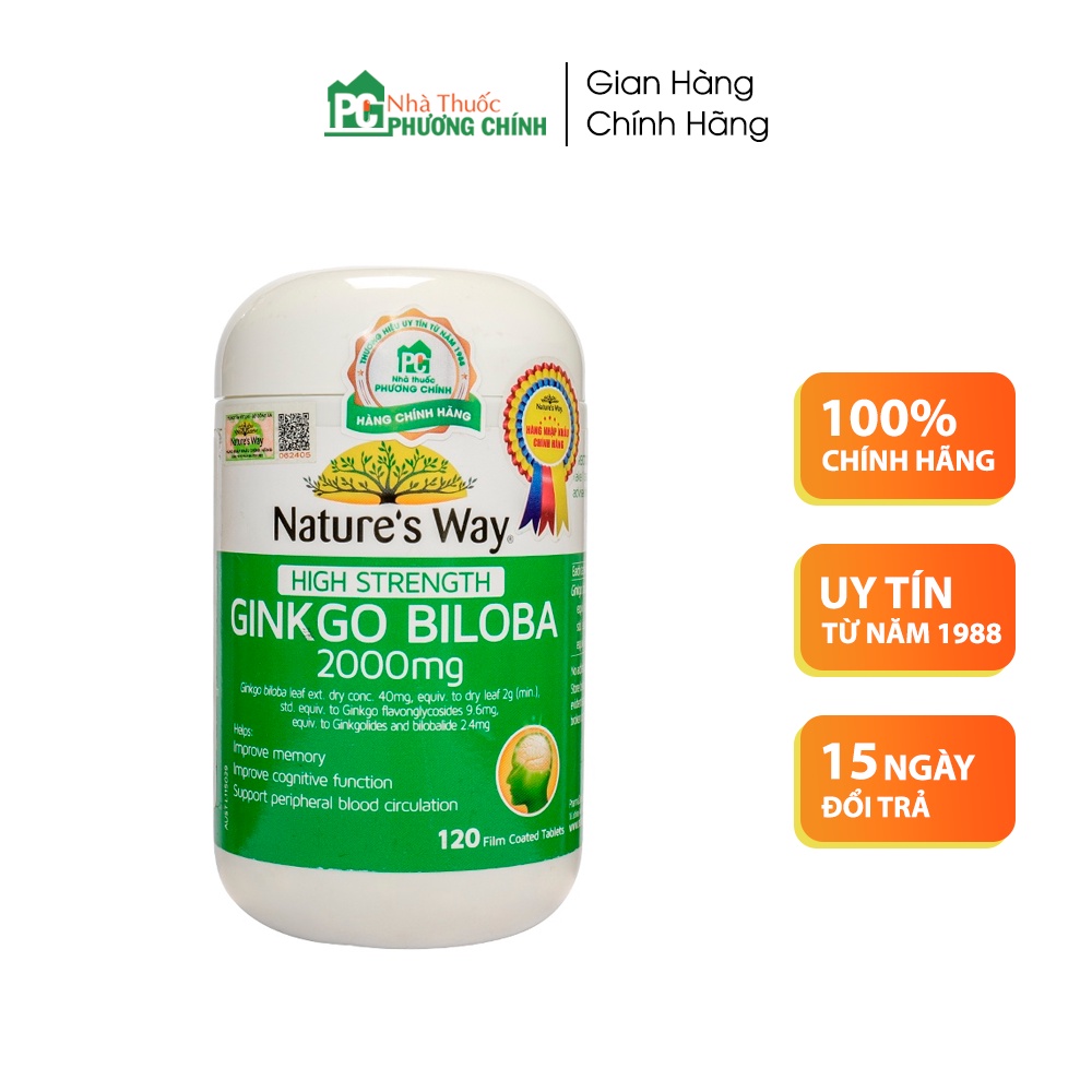 Viên Uống Bổ Não, Tăng Cường Trí Nhớ High Strength Ginkgo Biloba Nature's Way 2000mg
