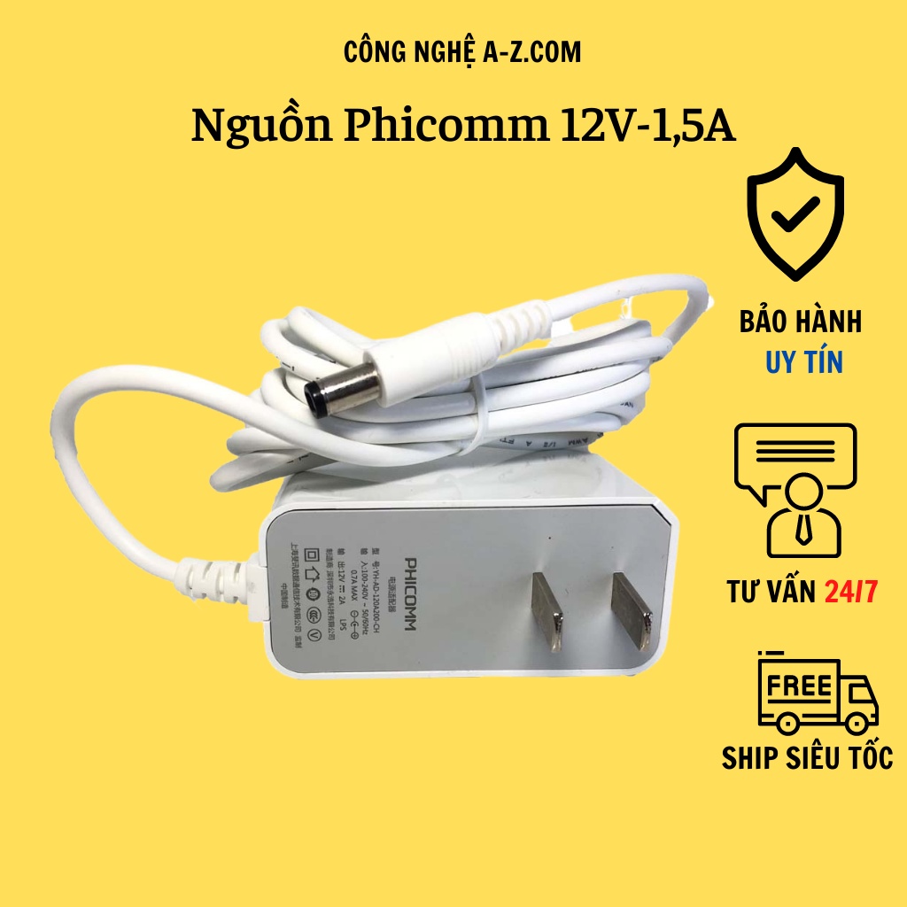 Nguồn chuyên dụng camera Phicomm 12V-1,5A/nguồn tai treo 12V-2A, màu trắng, chất lượng tốt