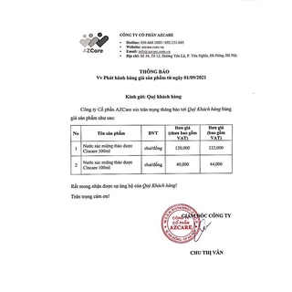Nước súc miệng thảo dược Cincare