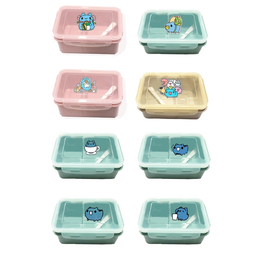 hộp cơm vuông bare bear HCV4 molang gấu brown tonton capoo khủng long hoàng đế mèo bé đào pusheen hộp đựng thực phầm PP
