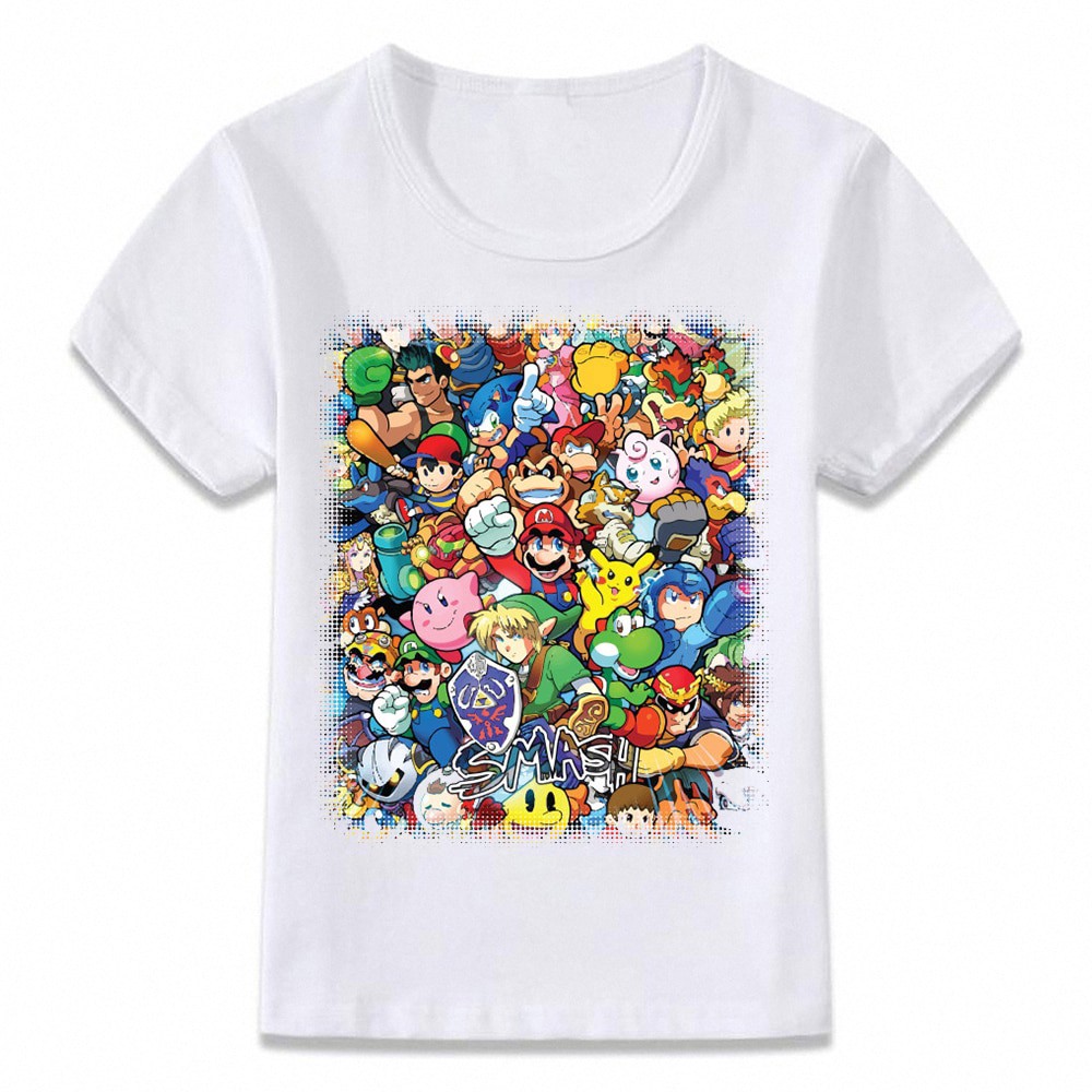 HOT- Áo thun in hình nhân vật game Super Smash Bros cho bé trai và gái - áo chất