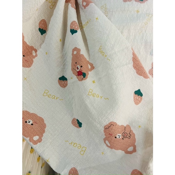 vải đũi xốp con gấu bear to mềm mại ko nhăn may đồ bộ mềm mát không nhăn