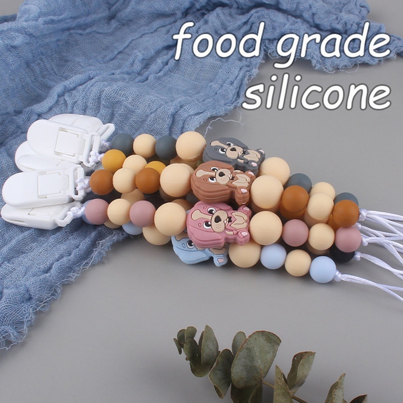 Giá Đỡ Núm Vú Giả Ngậm Mọc Răng Bằng Silicon Hình Chú Chó Dễ Thương Cho Bé Sơ Sinh