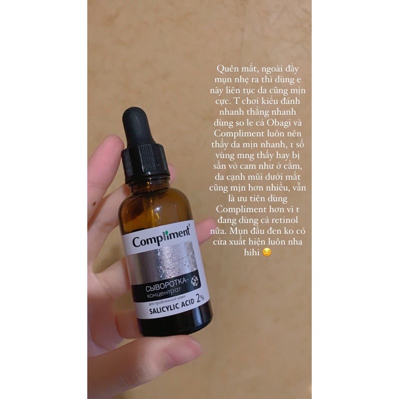 Serum Compliment 2% BHA làm sạch sâu, giảm mụn, se lỗ chân lông, kiềm dầu