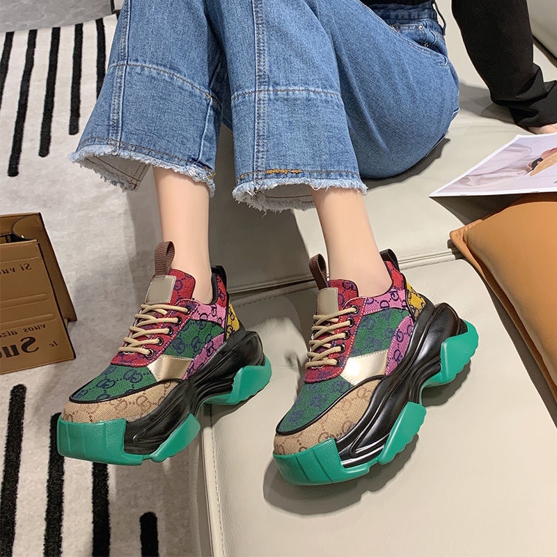Giày Sneaker In Họa Tiết Màu Sắc Tương Phản Thời Trang Thường Ngày Cho Nữ