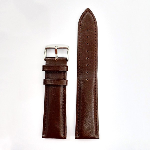 Dây đồng hồ da trơn cho nam cao cấp size 22mm màu NÂU siêu mềm