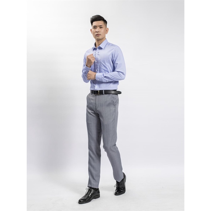 Áo sơ mi nam dài tay ARISTINO sợi sồi có túi ngực tà lượn dáng reguler als53908
