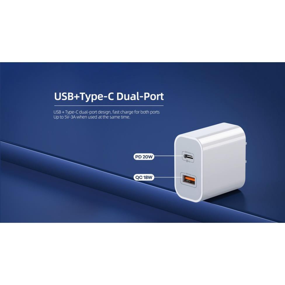 Củ sạc nhanh Type C PD 20W siêu nhanh Remax RP-U68 cho iphone 12 có IC bảo vệ quá dòng quá áp - Hàng Chính Hãng