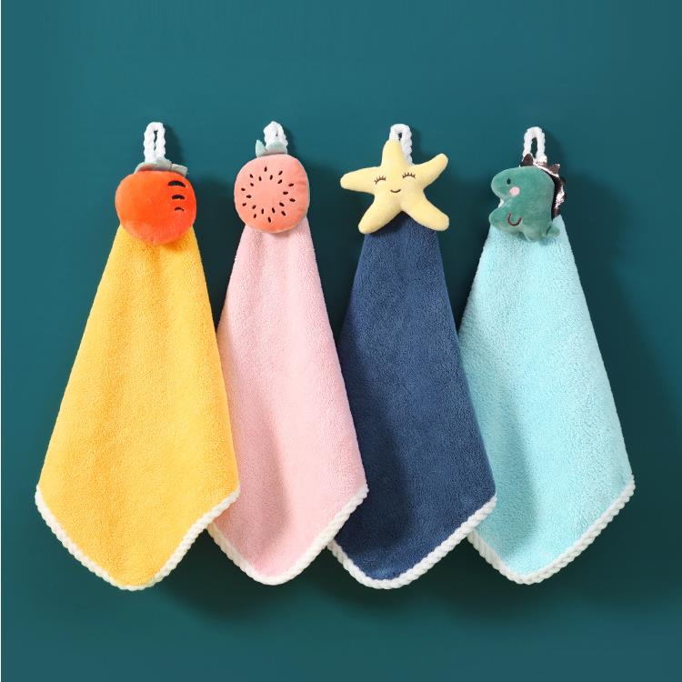 Khăn Lau Tay Bằng Vải Nhung San Hô Mềm Mại Nhanh Khô Thấm Hút Tốt In Họa Tiết Hoạt Hình Đáng Yêu Cho Bé