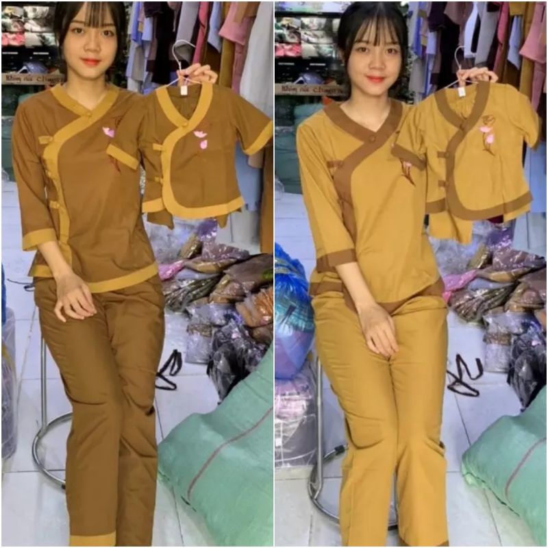 Đồ Lam Đi Chùa - Mẫu Tim phối- Hàng loại 1