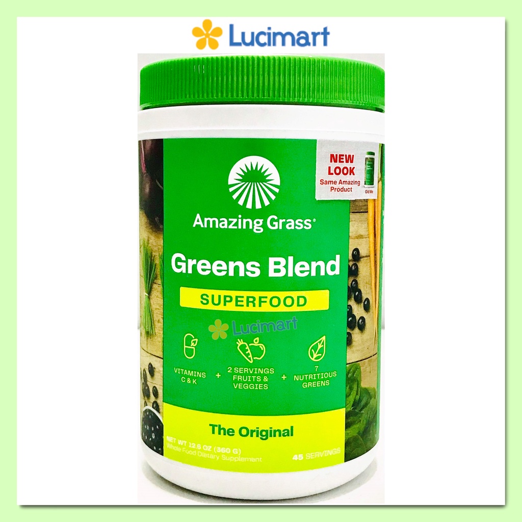 Bột siêu thực phẩm hữu cơ Amazing Grass Green Blend Superfood [Hàng Mỹ]