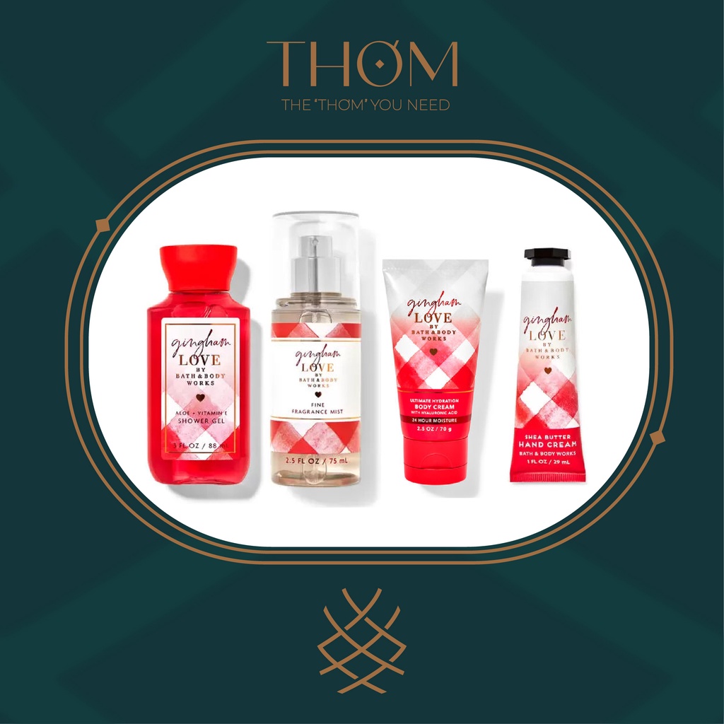 GINGHAM LOVE | MINI SET TRAVEL SIZE Tắm Dưỡng Xịt Thơm Toàn Thân Bath &amp; Body Works