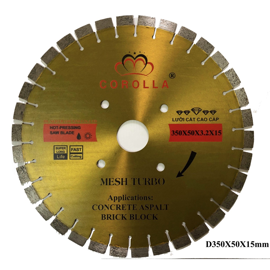 Lưỡi cắt đá, cắt bê tông, cắt tường bê tông Corolla Phi 350mm