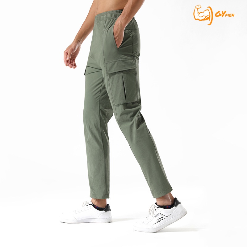 Quần Dài Thể Thao Dáng Rộng Vải Lụa Lạnh Mỏng Phối Dây Rút Thời Trang Hàn Quốc Cá Tính