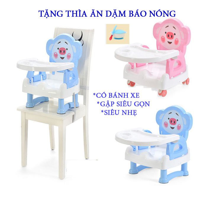 [BH 1 NĂM] Ghế Ăn Dặm Cho Bé đa năng có bánh xe, gập siêu gọn, siêu nhẹ và tiện lợi