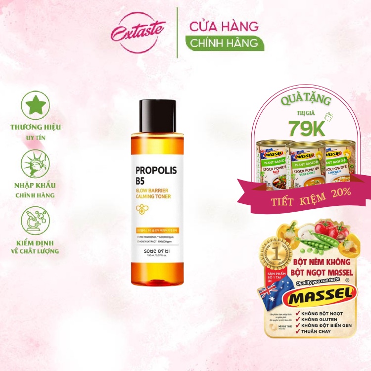 Nước Hoa Hồng Dưỡng Ẩm, Phục Hồi Da Some By Mi Propolis B5 Glow Barrier Calming Toner 150ml