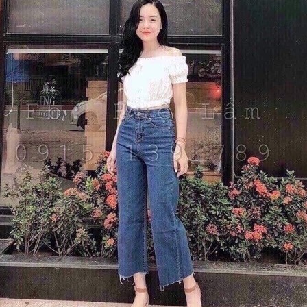 [ Mã FAMAYWA giảm 10K đơn 50K] Quần jeans nữ ống rộng tua gấu vải bò denim phong cách hàn quốc | BigBuy360 - bigbuy360.vn