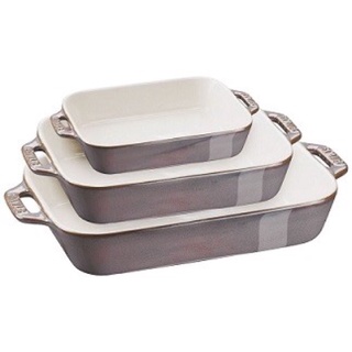 SET 3 KHAY GỐM CHỮ NHẬT BỎ LÒ STAUB