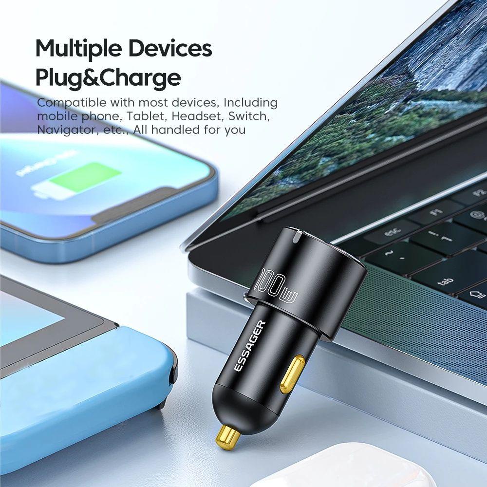 Ổ Cắm Sạc Nhanh 100W QC3.0 Type C Cho Xe Hơi