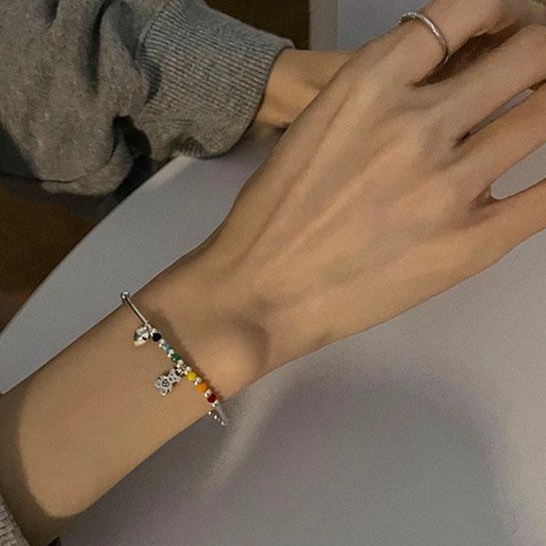 🌈Vòng tay chuỗi hạt màu cầu vồng thiết kế mới phong cách Hàn Quốc thời trang dành cho bạn nữ
