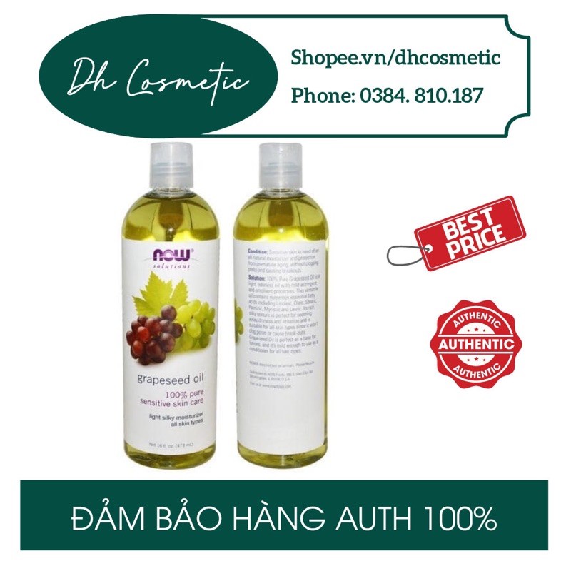 Tinh dầu hạt nho Now Grapeseed Oil 100% Pure Sensitive