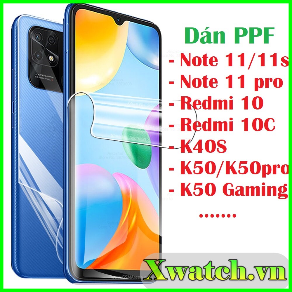 Dán màn PPF Xiaomi Redmi 10 Redmi 10C K40S K50 K50 pro K50 gaming Note 11s Note 11 pro chống xước