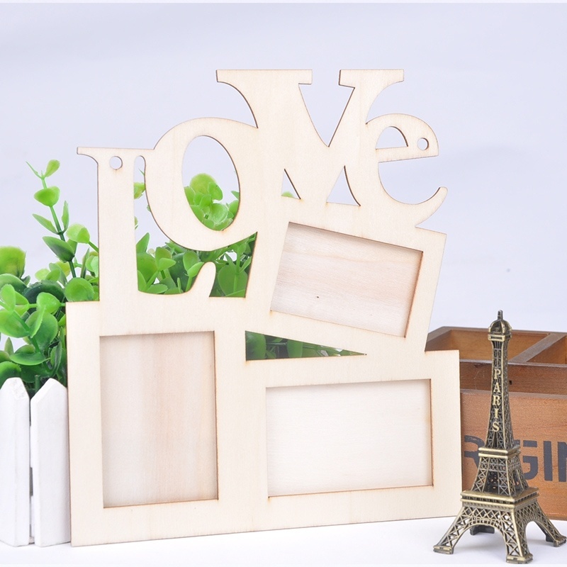 1 Khung Ảnh Gỗ Hình Trái Tim Rỗng Màu Trắng Trang Trí Ngày Valentine DIY