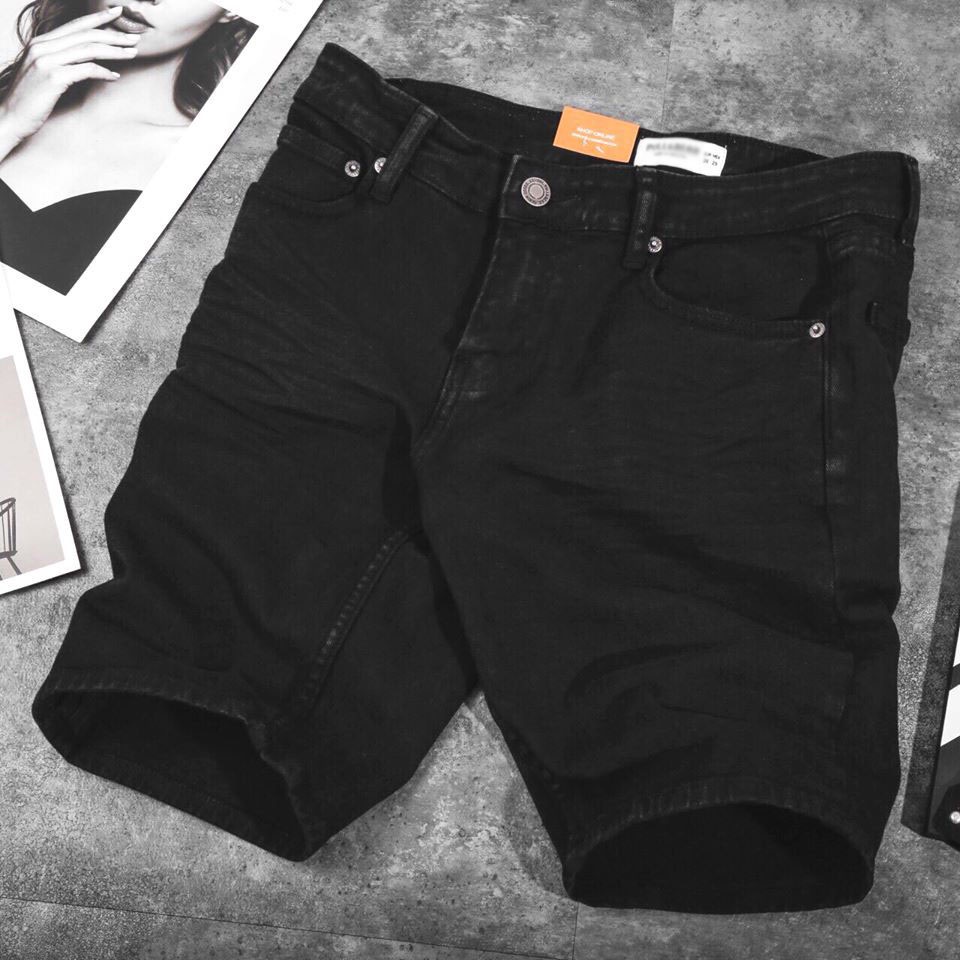 Quần short jean nam trắng đen đơn giản dễ phối chất jean co dãn thoải mái
