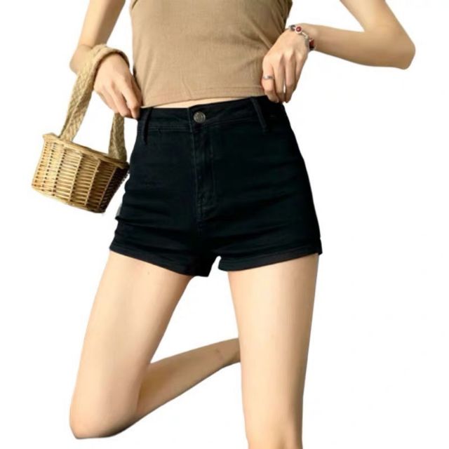 (FLASHSALE) Quần short kaki nữ jean lật line  mặc mãi không chán (Trắng, Đen - SML)  - Shopee Mall Thời trang nữ