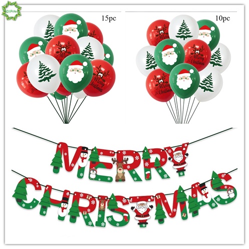 MERRY CHRISTMAS NHIỀU MẪU dài 3m Set bong bóng 12 inch/ dây cờ treo trang trí họa tiết ông già noel dành cho Giáng Sinh 2022