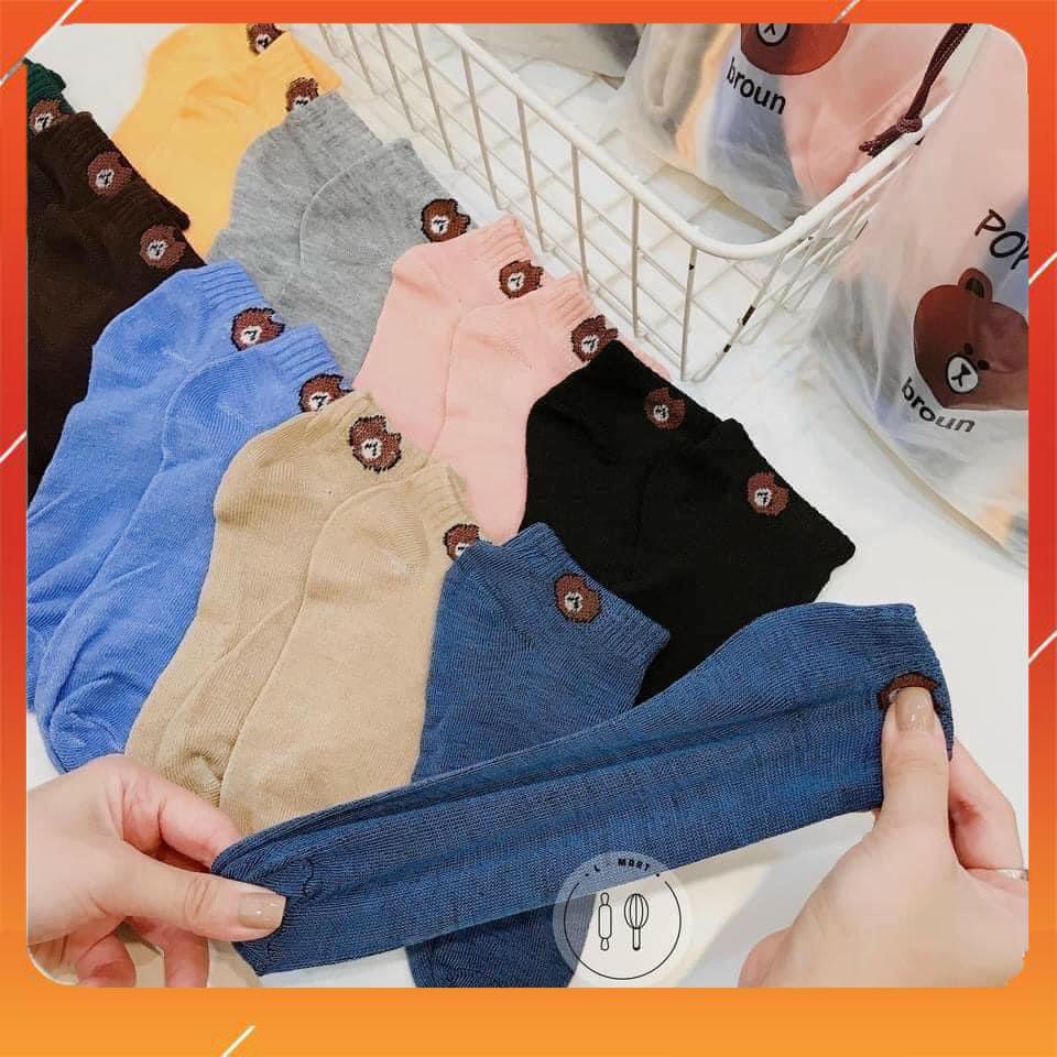 [Giá sốc] Set 10 đôi tất nữ cổ ngắn hoạ tiết gấu hot hit