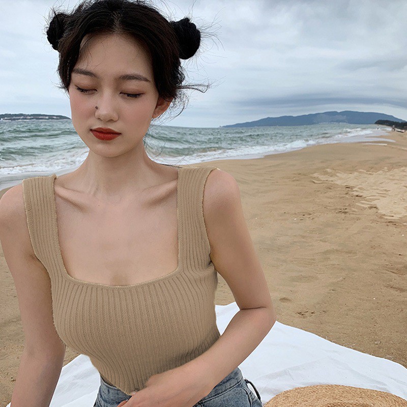 Áo Lửng Hai Dây Màu Trơn Thời Trang Cho Nữ