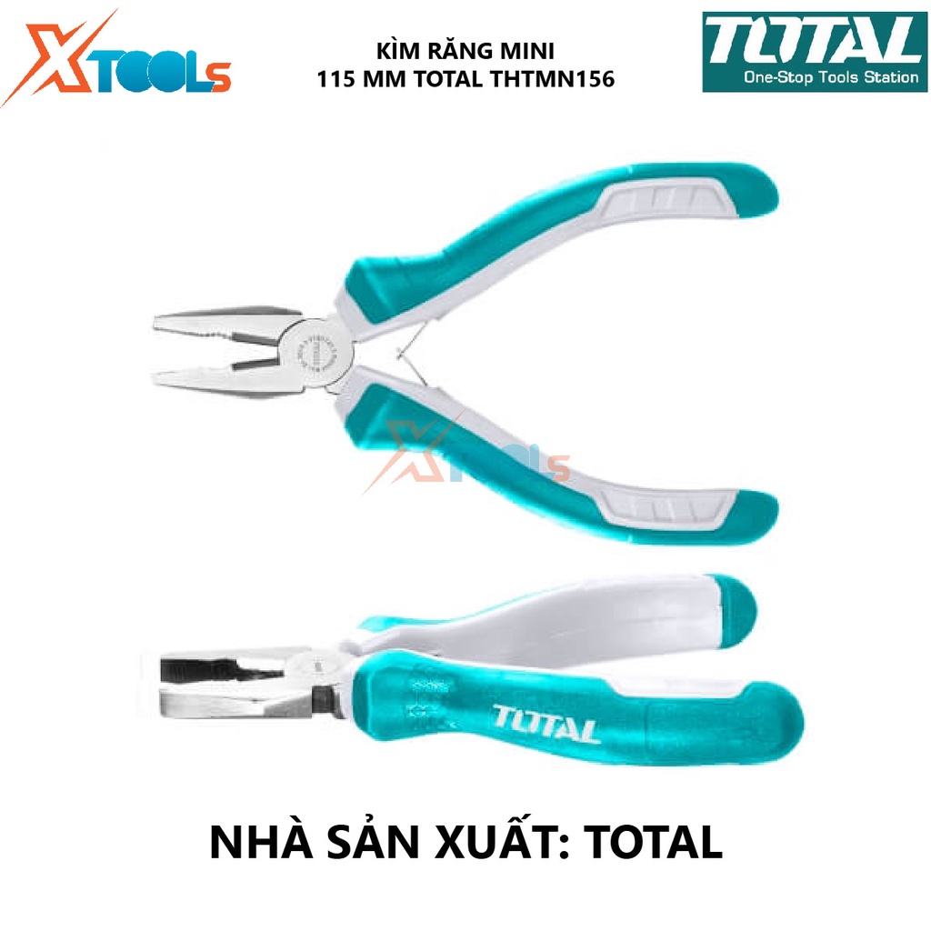 Kìm điện mini TOTAL THTMN156 | kềm răng Kích thước 4,5 &quot;/ 115mm, Đầu kềm được đánh bóng và chống gỉ, Tay cầm hai màu 120