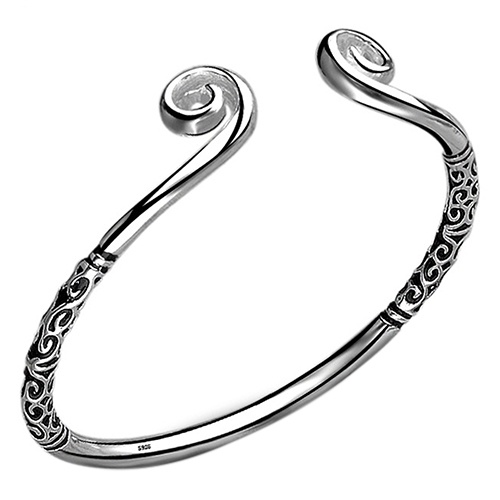 Vòng tay bạc dạng hở thiết kế vòng kim cô cá tính trẻ trung mới lạ dành cho nữ