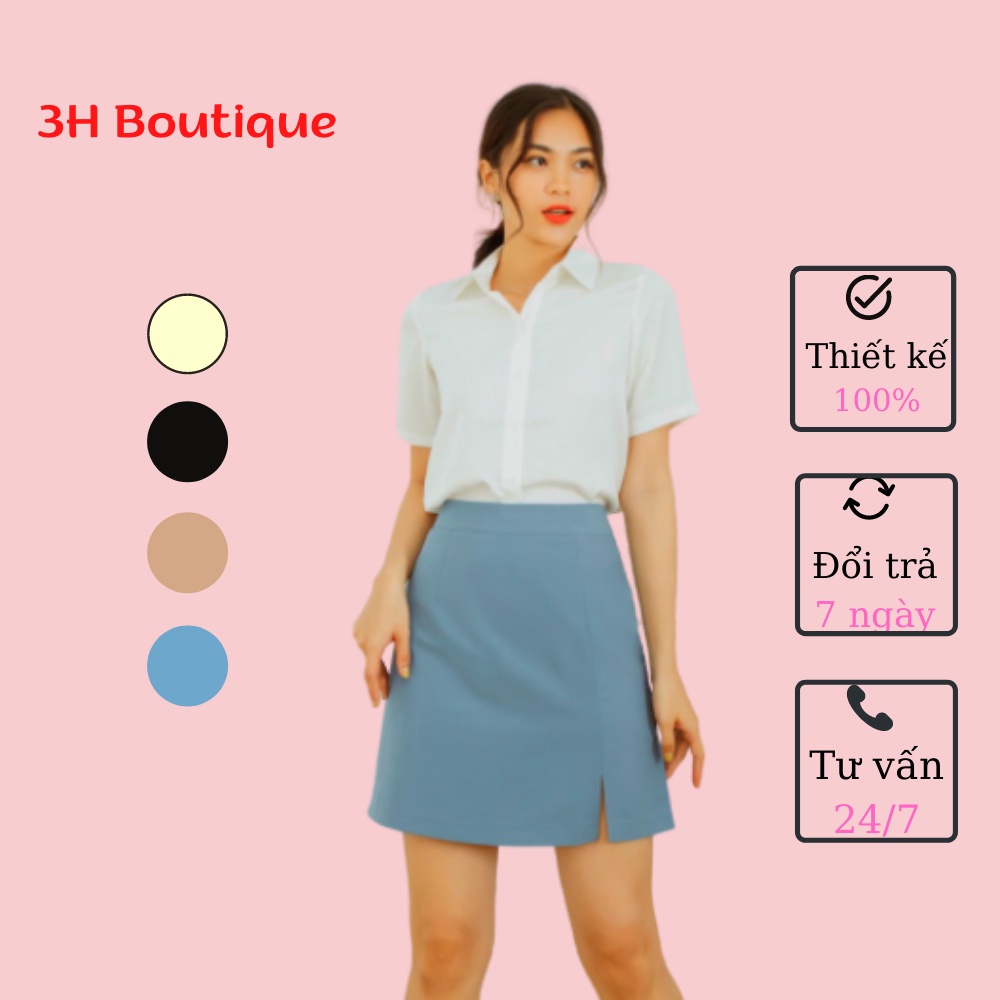 Chân váy chữ a ngắn lưng cao xẻ tà, chân váy công sở ngắn bigsize có quần lót trong chất vải thoáng mát