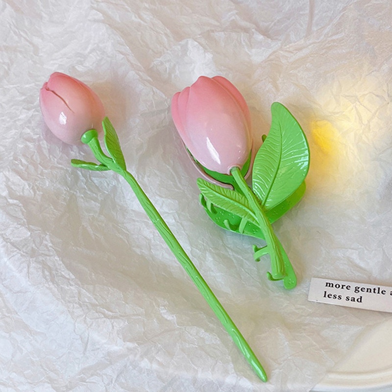 Kẹp Tóc Càng Cua Hình Hoa Tulip Dễ Phối Đồ Dùng Hàng Ngày