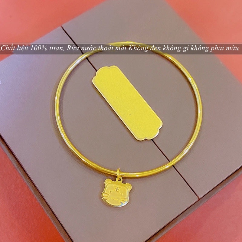 Vòng tay titan nữ không gỉ không phai màu hình hổ con đáng yêu phong cách cổ điển thanh lịch mẫu mới 2023