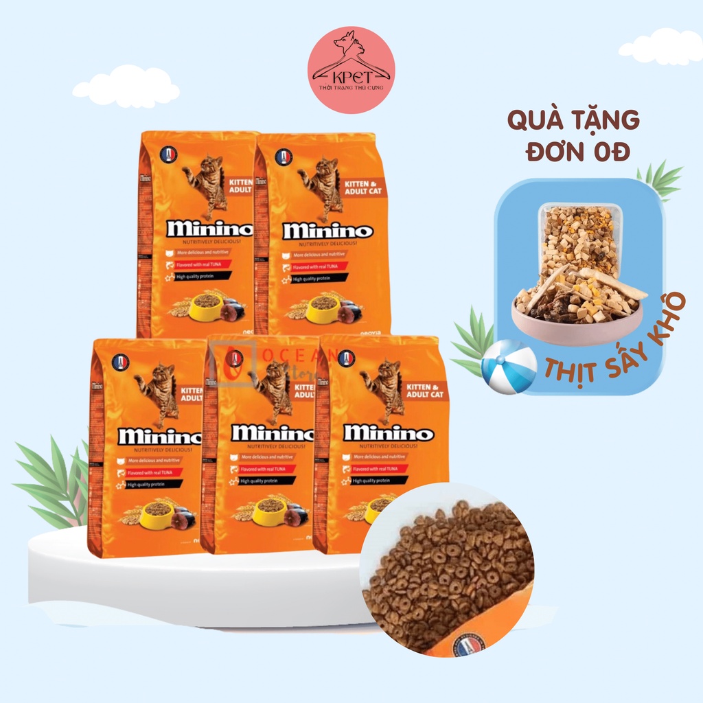 Thức Ăn Cho Mèo Hạt MININO Cao Cấp Vị Cá Ngừ Cho Mèo Từ 2 Tháng Tuổi