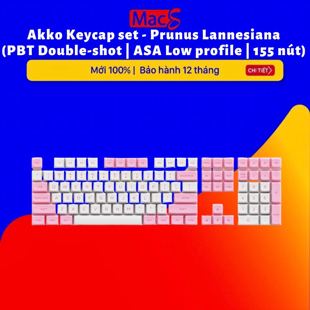 AKKO Keycap set – Prunus Lannesiana (PBT Double-Shot/ASA Low profile/155 nút)