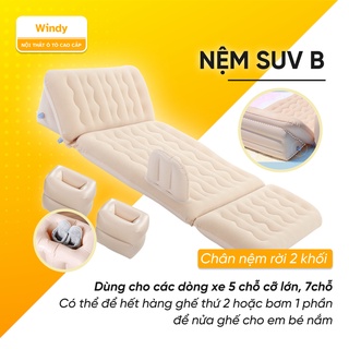 Đệm Hơi Xe Ô Tô, Cao Su Phủ Nhung Cao Cấp, Chất Liệu Nhung Êm Ái - Cao Cấp, Có Sẵn Bơm Hơi