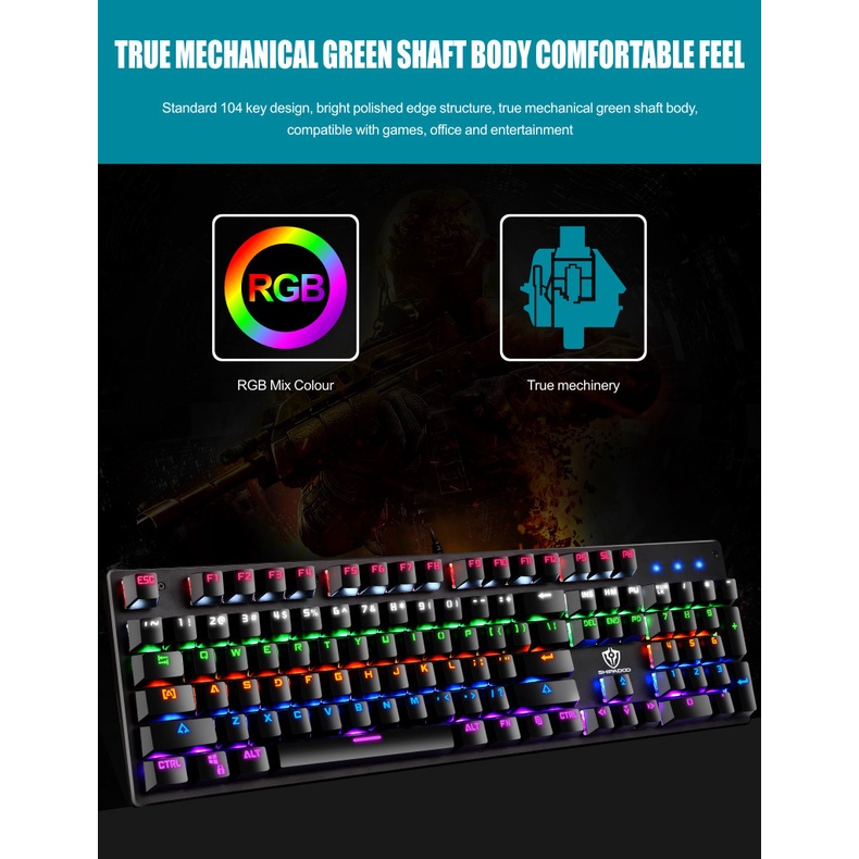 Bàn Phím Cơ JK300 104 Phím Chuyên Dụng Cho Game Thủ