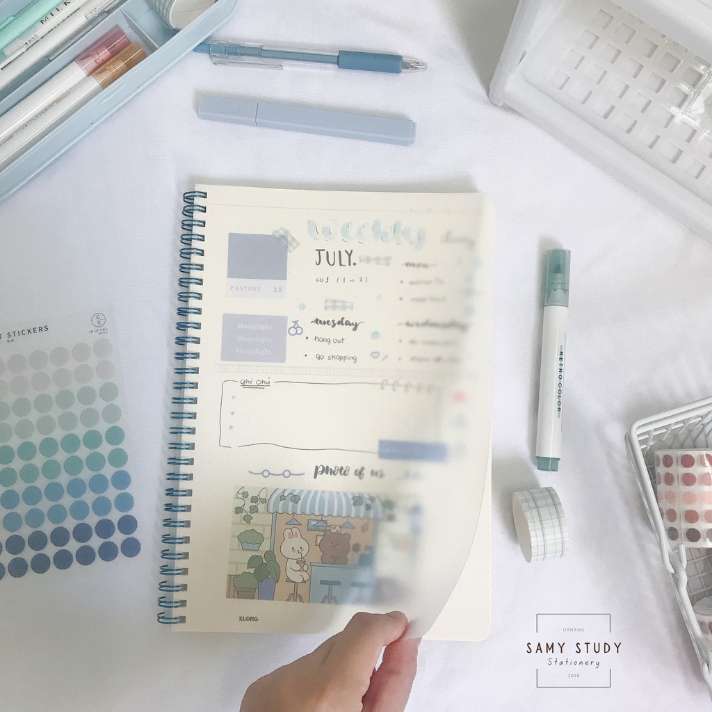 Combo 2 Sổ Dot Grid Lò Xo 120 Trang Size B5 Bìa Nhựa 100GSM KLONG Làm Bullet Journal và Planner Sổ Tay