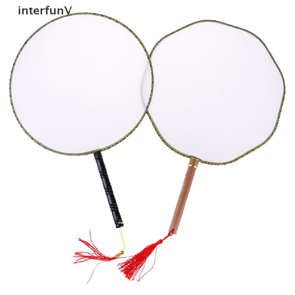 [InterfunV] Quạt Gong Cầm Tay Màu Trắng Vẽ Nghệ Thuật DIY Thanh Lịch Cho Trẻ Em