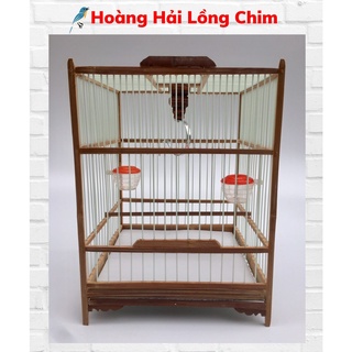 Khung lồng vuông chim chào mào ép bổi tự ráp chất liệu trúc già xử lý nan cáp quang giá rẻ đẹp đầy đủ phụ kiện