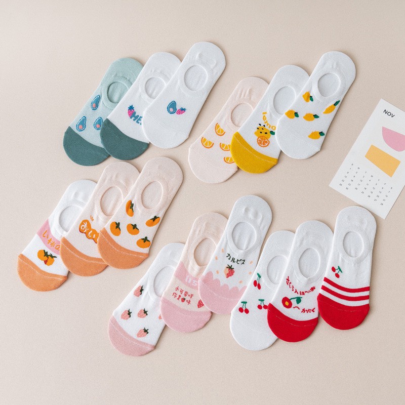 Tất nữ, Vớ nữ Cute Trái Cây dáng tất lười mùa hè thoáng mát A305 Warm&amp;Cute