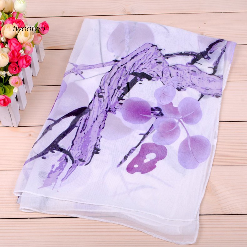 Khăn Choàng Chiffon Dài In Họa Tiết Cây Cối Thời Trang Cho Nữ